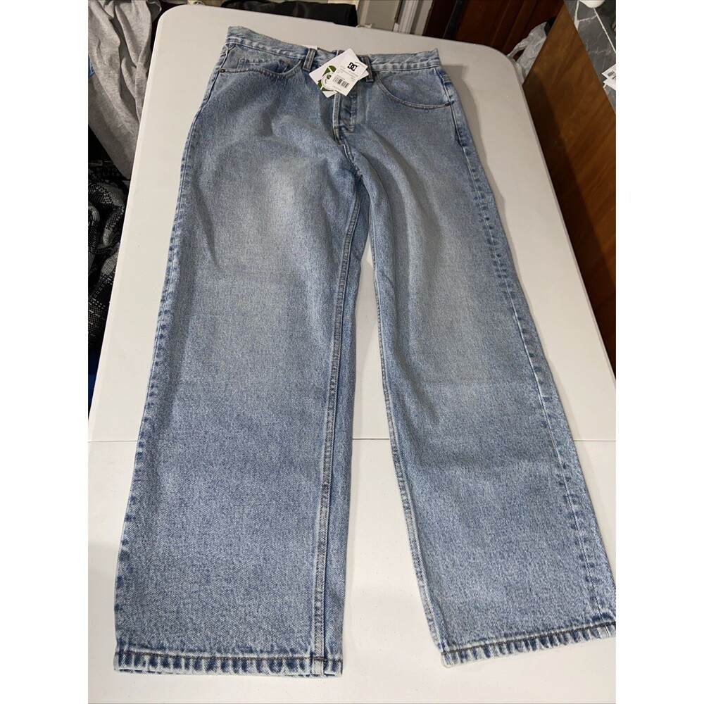 DC Baggy Jeans 32x32 Worker Mens Blue ADYDP03058 Button Fly